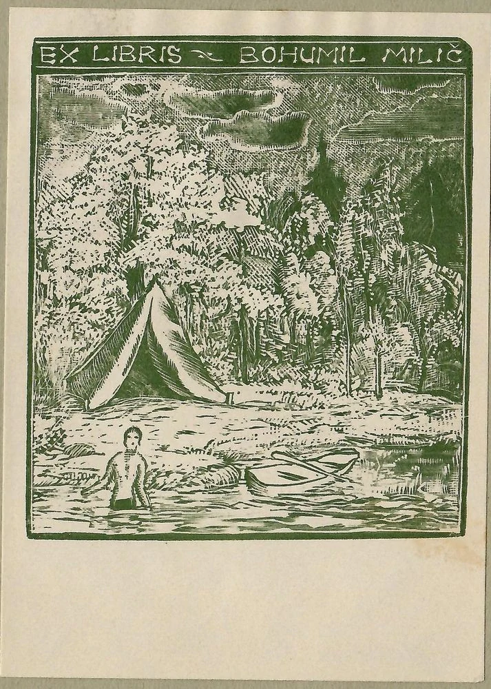 Josef Váchal – Stan u lesa – exlibris – dřevoryt na prodej