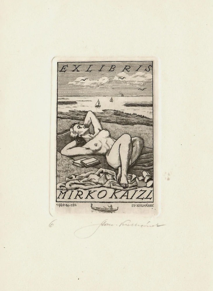 Stanislav Kulhánek: Mořská idyla (Exlibris Mirko Kaizl, 1962)