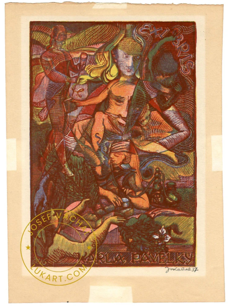 Josef Váchal - Pavelky Karla – Kuřák /barevný otisk/