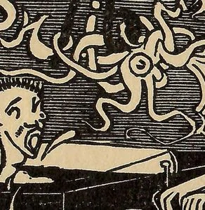 Josef Váchal – Chobotnice u telefonu – exlibris – dřevoryt na prodej