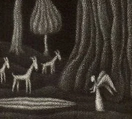 Jan Hísek – Anděl u noční studánky | originální grafika, mezzotinta, číslovaný tisk