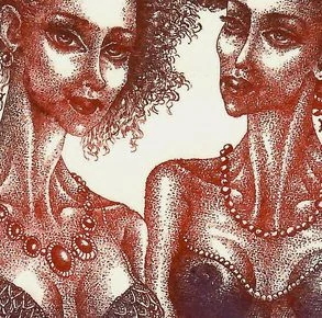 Hana Čápová – Dvojice žen | originální grafika, barevný lept