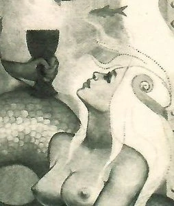 Renata Šimlíková - Mermaid, originální lept, signovaný autorský tisk 1998