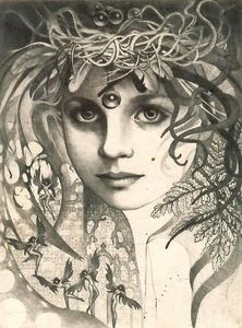 Renata Šimlíková - Mystery, originální lept, signovaný autorský tisk 1992