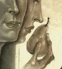 Karel Musil - Dáma s hruškou | barevný lept | 2025