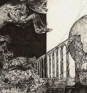 Ivan Rusachek – Skoky | grafický list v technice leptu, číslovaný