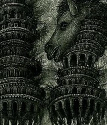 Sergej Tjukanov-Levitující věže|barevný lept| limitovaný náklad| podepsané