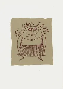 Adolf Born- Exlibris pro SSPE | Sova v ženské podobě | 1990