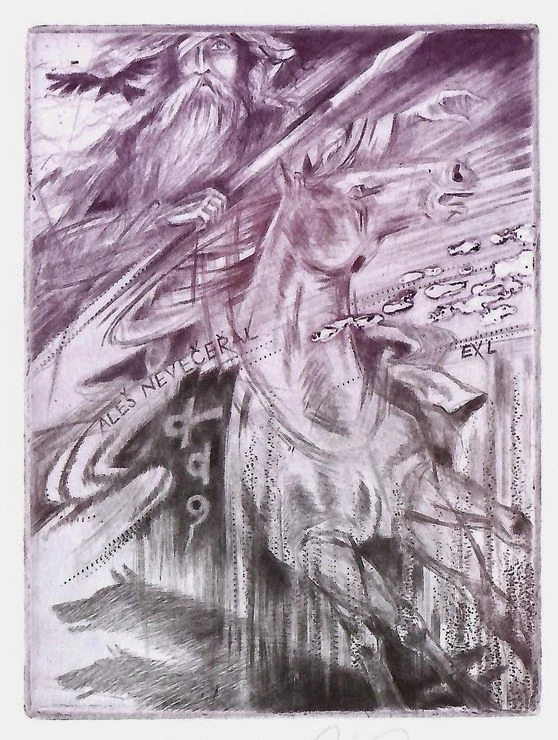 Jaroslav Minář – Bojovník Odin | originální grafika, lept