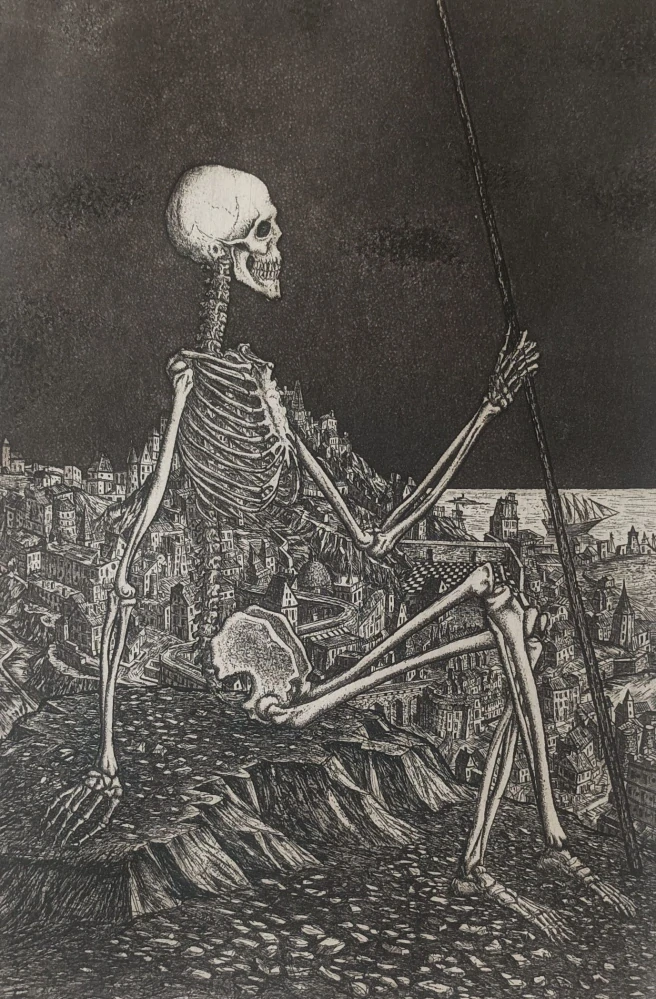 Jindřich Pileček – Přízrak nad městem | lept | 1989