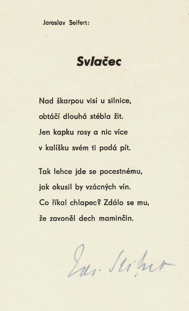 Vladimír Komárek – Svlačec (Jaroslav Seifert) | originální dřevoryt