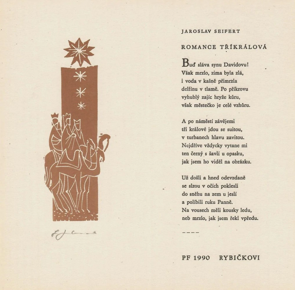 Jaroslav Seifert – básně s autorskou grafikou, signované dřevoryty (PF edice)