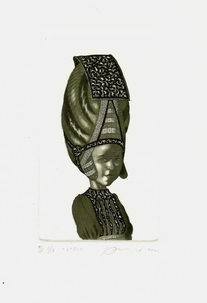 Jurij Jakovenko – Dívka v klobouku | barevný lept, číslovaný