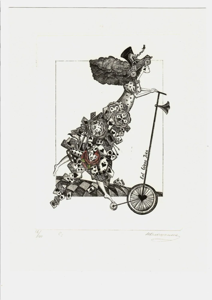 Maria Kolyshkina - Koloběžka| barevný lept | číslovaný tisk