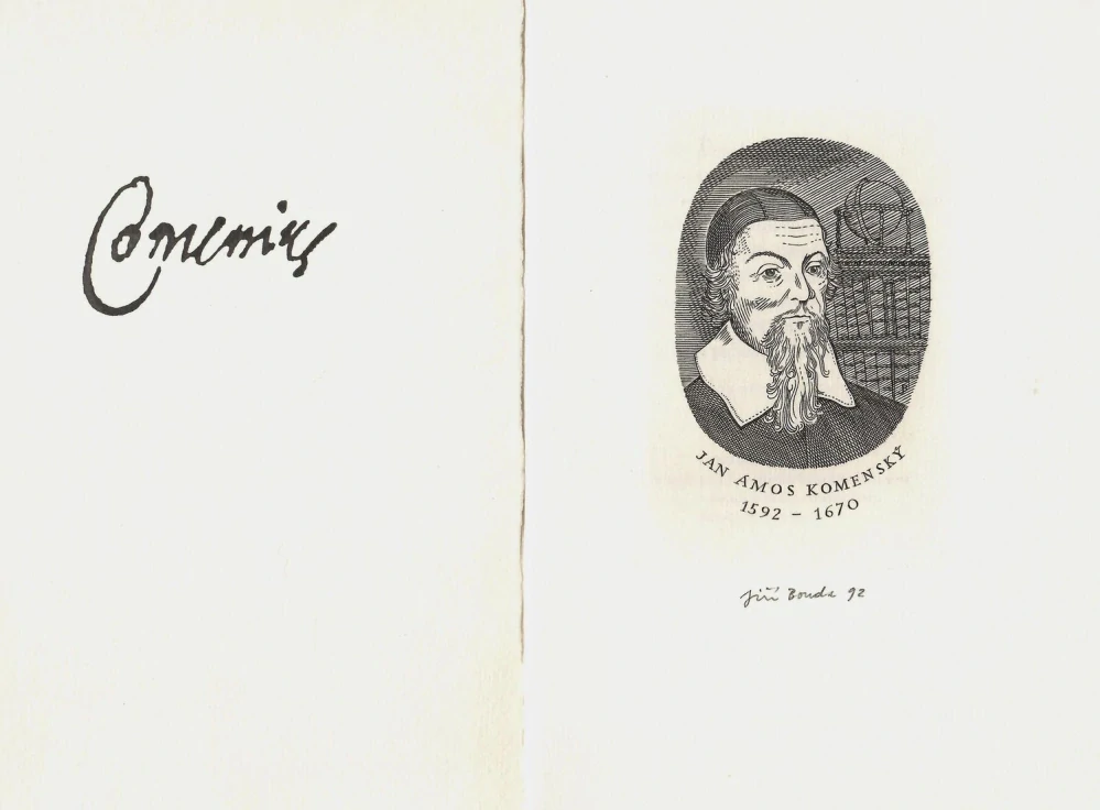 Jiří Bouda - Comenius | mědirytina | 1992