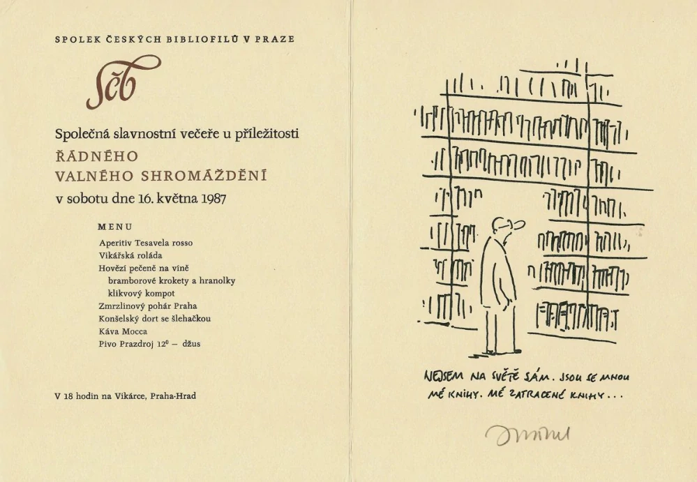 Vladimír Renčín – Knihomol | originální signovaný grafický list s pozvánkou