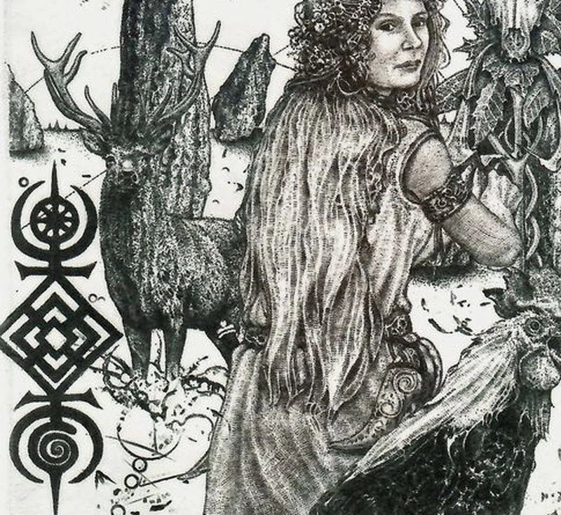 Günter Hujber – Druidka | originální grafika | suchá jehla