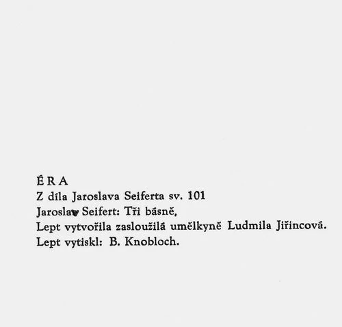 Ludmila Jiřincová – Tři básně (Jaroslav Seifert) | originální grafika