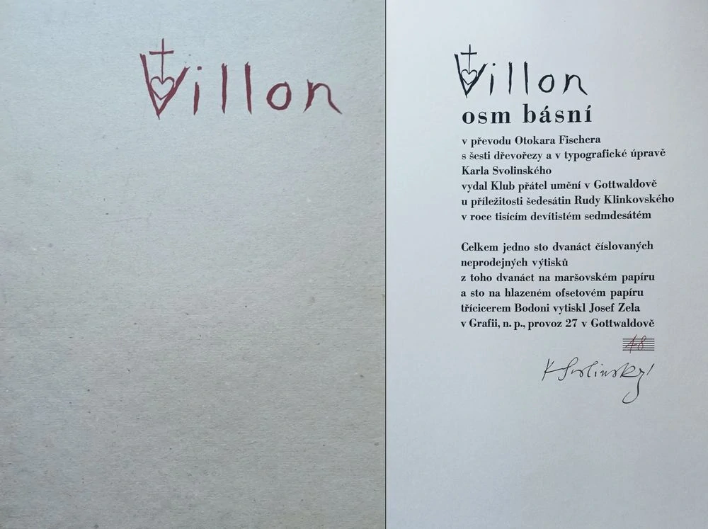 Karel Svolinský- Villon | Osm básní | dřevořezy | bibliofilie