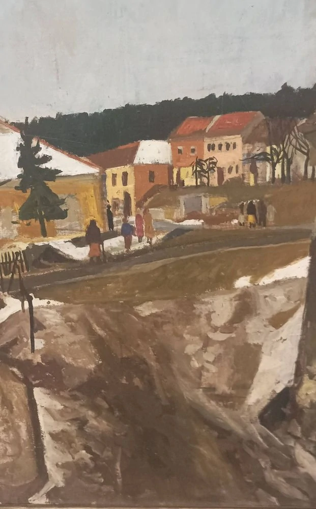 Jiří Hadlač – Velké Opatovice (1957), olejomalba
