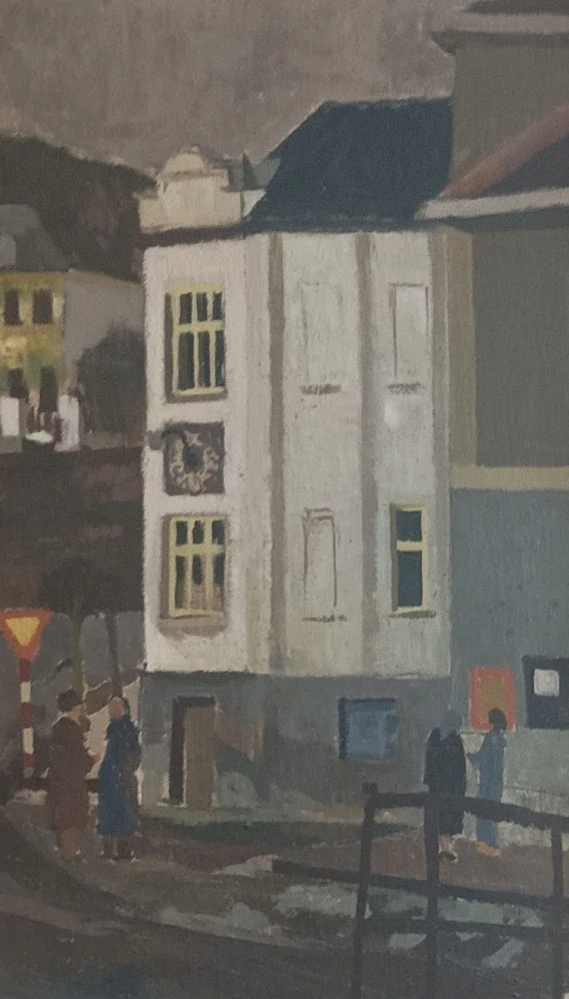 Jiří Hadlač – Velké Opatovice, zimní motiv (1957), olejomalba