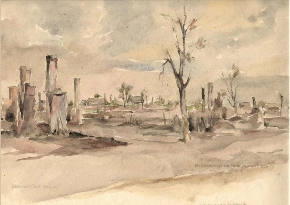 Josef Lidl – soubor 13 frontových kreseb a akvarelů z let 1940–1942