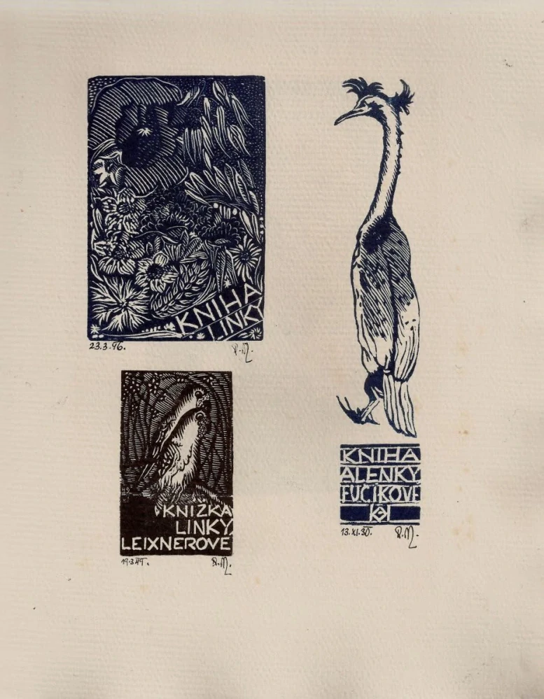 Anna Macková – Ex libris, novoročenky a drobná grafika (1952) Autorský soubor listů s typografií a textem Josefa Váchala