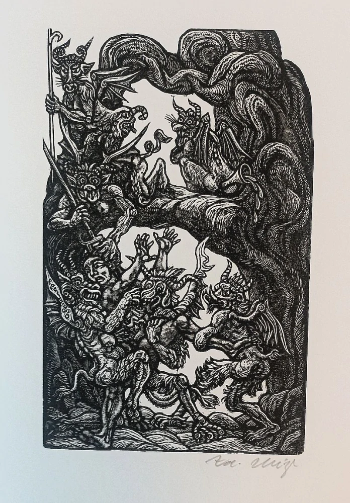 Zdeněk Mézl – Dante Alighieri: Peklo | bibliofilie, soubor dřevorytů