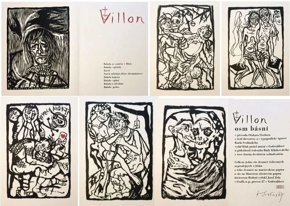 Karel Svolinský- Villon | Osm básní | dřevořezy | bibliofilie