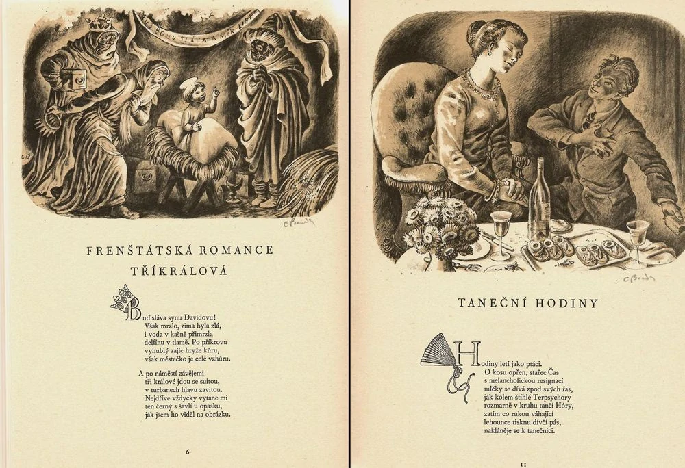 Cyril Bouda – soubor ilustrací z grafického sborníku Hollar (1928–1955), včetně Seiferta