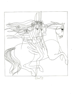 Karel Beneš – Pegas | originální barevná litografie, signovaný tisk (1985)