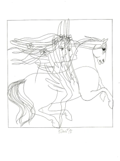Karel Beneš – Pegas | originální barevná litografie, signovaný tisk (1985)