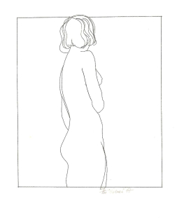 Karel Beneš – Stojící akt | originální barevná litografie, signovaný tisk (1980)