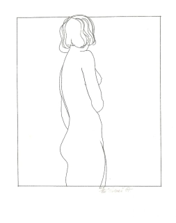 Karel Beneš – Stojící akt | originální barevná litografie, signovaný tisk (1980)