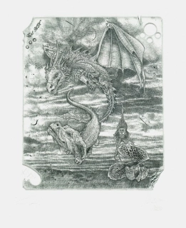 Günter Hujber – Dragon | Zodiac | originální grafika (suchá jehla)