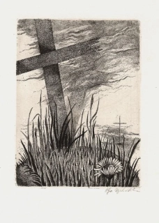 Olga Vychodilová – Píseň o Viktorce (Jaroslav Seifert), signovaný lept | Kříž