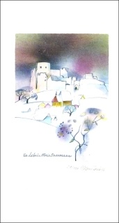 Daniela Benešová - Pohádkový zimní hrad, exlibris, barevná litografie, 2016