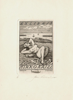 Stanislav Kulhánek: Mořská idyla (Exlibris Mirko Kaizl, 1962)