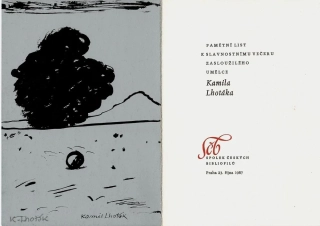 Kamil Lhoták – Krajina se stromem | originální litografie | podepsaný pamětní list