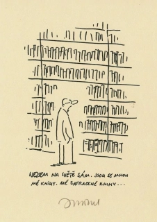 Vladimír Renčín – Knihomol | originální signovaný grafický list s pozvánkou