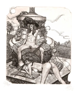 Günter Hujber – Pocta Franz von Bayros  – originální grafika (2020)