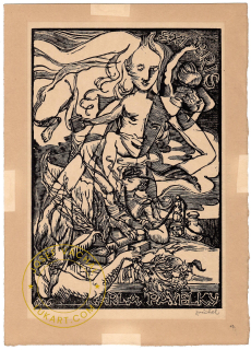 Josef Váchal - Pavelky Karla – Kuřák /jednobarevný otisk/