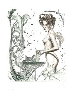 Günter Hujber – Akt s hruškou | originální grafika (suchá jehla)