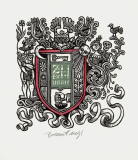 Zdeněk Mézl – Heraldické exlibris v jiné barevné variantě