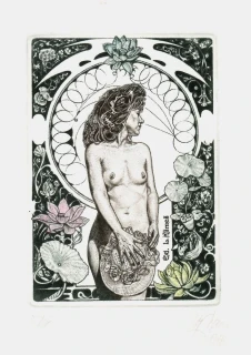 Günter Hujber – Homage Alfons Mucha, Lotos, barevná varianta