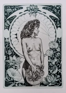 Günter Hujber – Homage Alfons Mucha. konvolut 7 grafických listů