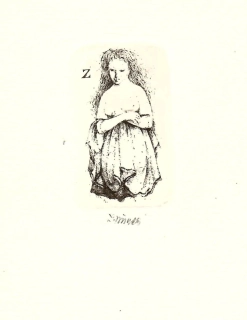 Ludmila Jiřincová – Hlava s květinami, lept, 1966