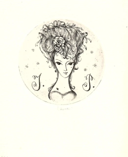 Jiřincová Ludmila – Dívčí hlava, lept, 1974