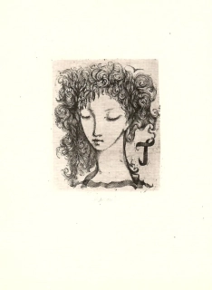Jiřincová Ludmila – Zavřené oči, lept, 1977