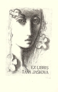 Jiřincová Ludmila – Zasněná s květy, litografie,1945